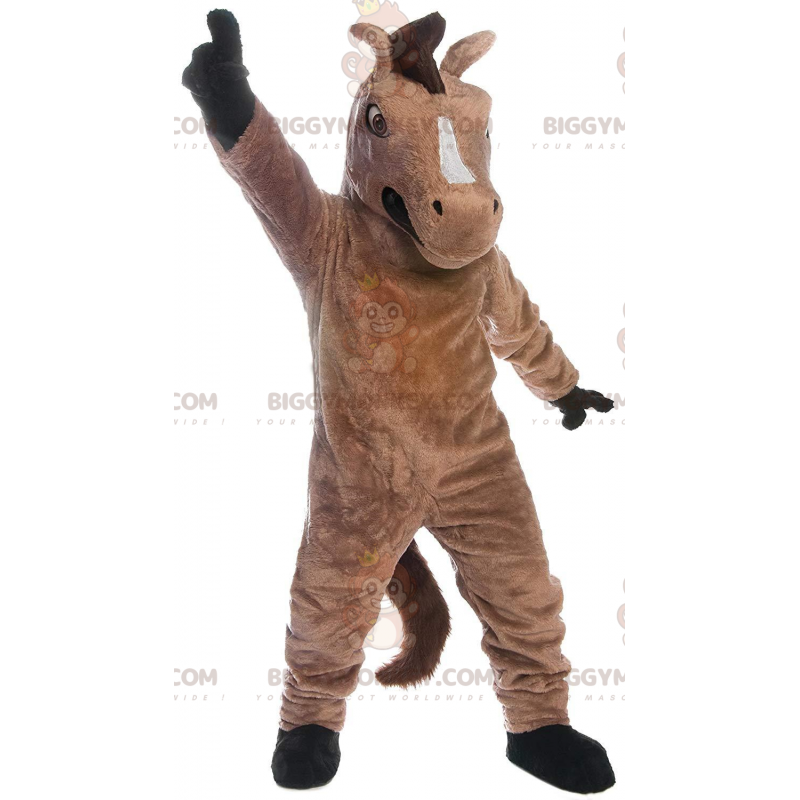 Bruin paard BIGGYMONKEY™ mascottekostuum, realistisch Bruin paard BIGGYMONKEY™ mascottekostuum, realistisch