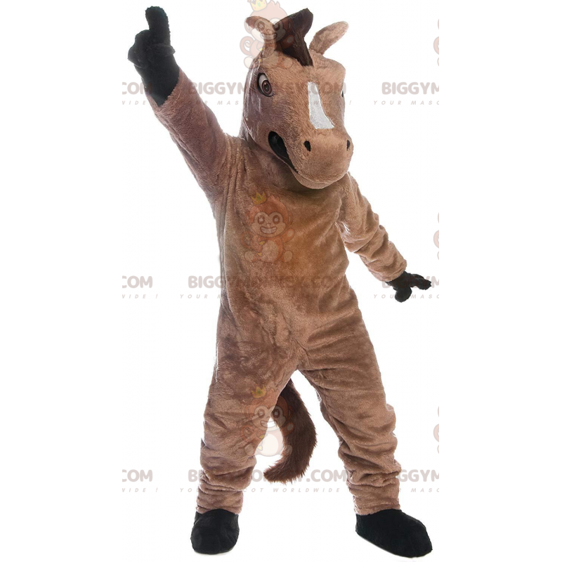 Fantasia de mascote de cavalo marrom BIGGYMONKEY™, fantasia de