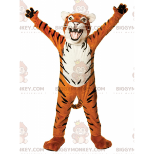 Στολή μασκότ BIGGYMONKEY™ με πορτοκαλί, άσπρο και μαύρο τίγρη -