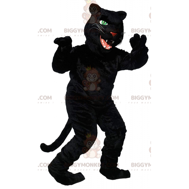 BIGGYMONKEY™ mascot costume of black panther with big fangs BIGGYMONKEY™ mascot costume of black panther with big fangs