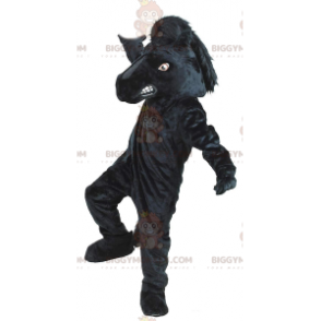 Costume de mascotte BIGGYMONKEY™ de cheval noir géant, costume