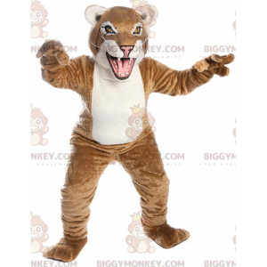 BIGGYMONKEY™ mascottekostuum van beige en witte lynx