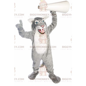 BIGGYMONKEY™ Mascot Costume Gray and White Tiger, Giant Beast
