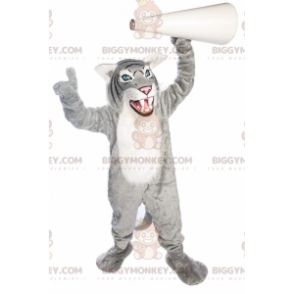 BIGGYMONKEY™ maskottiasu, harmaa ja valkoinen tiikeri