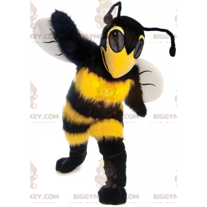 BIGGYMONKEY™ mascottekostuum gele en zwarte bij, intimiderend