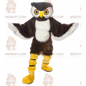 Kostým maskota BIGGYMONKEY™ hnědé a bílé sovy, kostým nočního