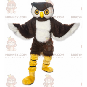 BIGGYMONKEY™ costume da mascotte di gufo marrone e bianco