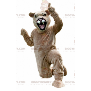 BIGGYMONKEY™ mascot costume of beige cougar, cougar, tiger