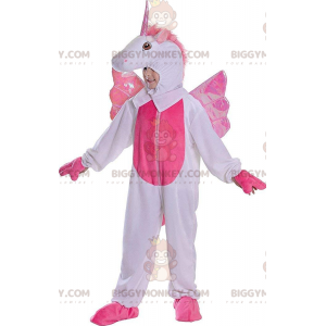 BIGGYMONKEY™ White and Pink Unicorn Mascot Costume, 128cm Kid