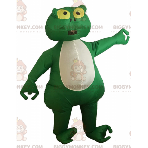 Kostým zeleného a bílého žabáka BIGGYMONKEY™ maskota