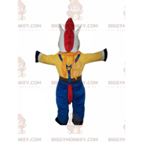 BIGGYMONKEY™ Maskottchen-Kostüm mit weißem Pferd in buntem