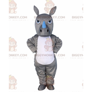 BIGGYMONKEY™ Maskottchenkostüm graues und weißes Nashorn