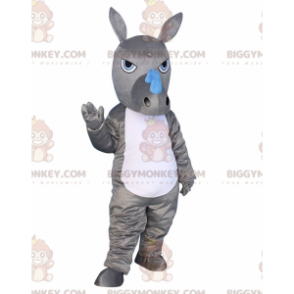 BIGGYMONKEY™ Maskottchenkostüm graues und weißes Nashorn