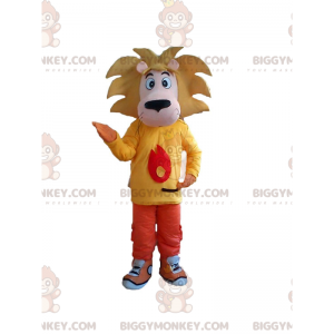 BIGGYMONKEY™ Kleiner Löwe, Maskottchen-Kostüm mit buntem Outfit