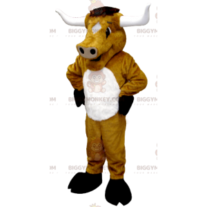 Costume de mascotte BIGGYMONKEY™ de vache marron de taureau de