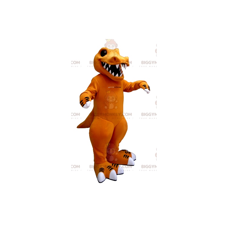 Big Teeth Orange och White Dinosaur BIGGYMONKEY™ Maskotdräkt - Big Teeth Orange och White Dinosaur BIGGYMONKEY™ Maskotdräkt -