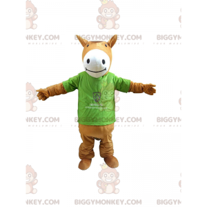 Brun och vit häst BIGGYMONKEY™ maskotdräkt, riddräkt -