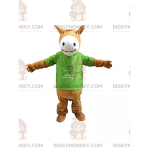 Costume de mascotte BIGGYMONKEY™ de cheval marron et blanc