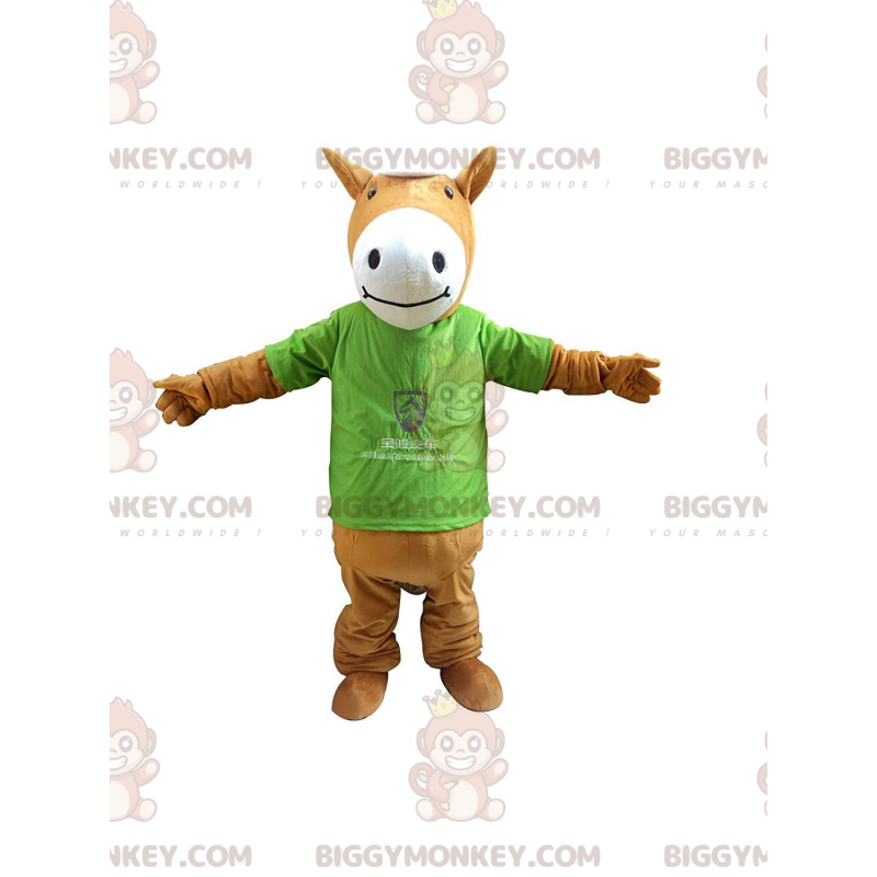 Bruin en wit paard BIGGYMONKEY™ mascottekostuum, ruiterkostuum Bruin en wit paard BIGGYMONKEY™ mascottekostuum, ruiterkostuum