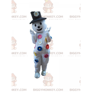 Costume de mascotte BIGGYMONKEY™ de bonhomme de neige avec des