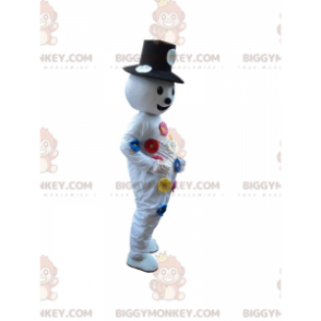 Kostým BIGGYMONKEY™ maskot sněhulák s květinami a kloboukem - Lidští maskoti - BIGGYMONKEY_011283 - BiggyMonkey.com