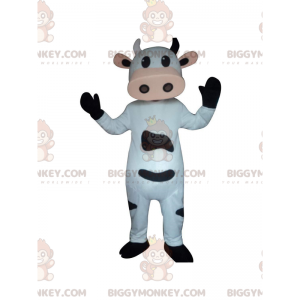Weißes und schwarzes Kuh-BIGGYMONKEY™-Maskottchen-Kostüm