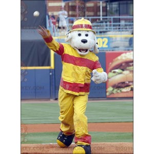 BIGGYMONKEY™ Mascot Costume Gray Dog Dressed In Firefighter