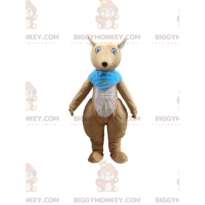 BIGGYMONKEY™ Mascot Costume Brown & White Kangaroo With Blue