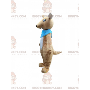 BIGGYMONKEY™ Μασκότ Κοστούμι Καφέ & Λευκό Καγκουρό με Μπλε