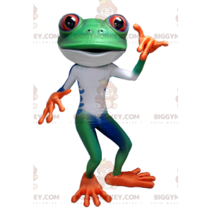 Blue White Orange Green Frog BIGGYMONKEY™ Mascot Costume -