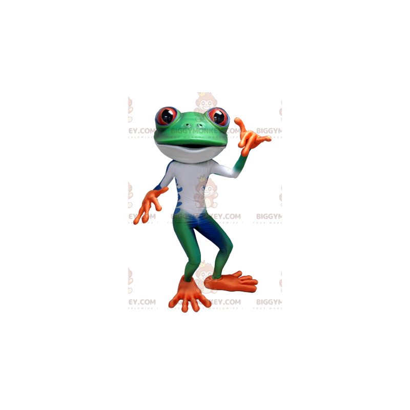 Blå Hvid Orange Grøn frø BIGGYMONKEY™ maskotkostume - Blå Hvid Orange Grøn frø BIGGYMONKEY™ maskotkostume -