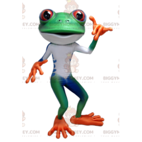 Blue White Orange Green Frog BIGGYMONKEY™ Mascot Costume –