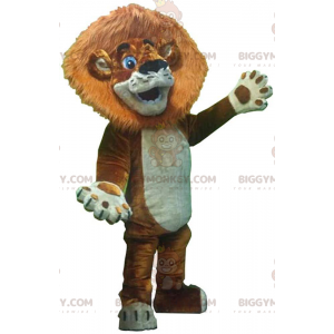 Lion cub BIGGYMONKEY™ mascot costume with large mane and blue