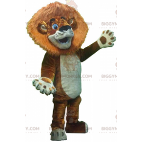 Lion cub BIGGYMONKEY™ mascot costume with large mane and blue