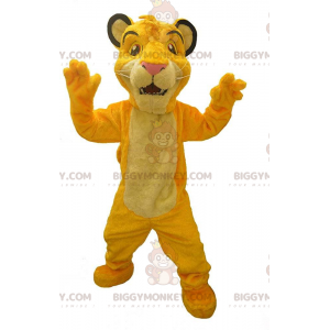 BIGGYMONKEY™ maskotdräkt av Simba, det berömda lejonet från