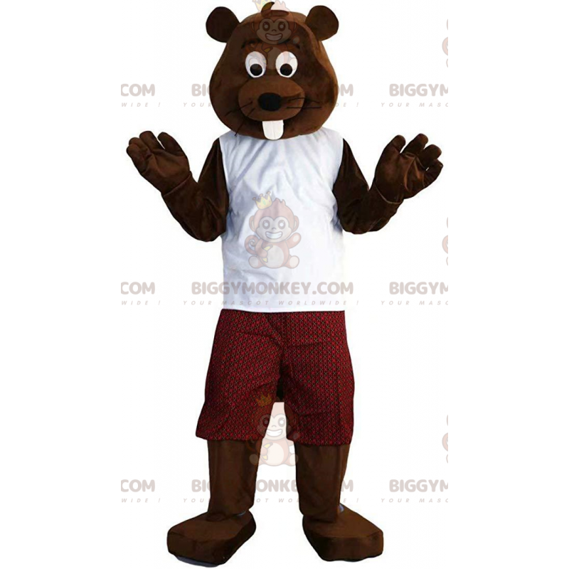 Kostium maskotki BIGGYMONKEY™ brązowy przebrany bobra, kostium Kostium maskotki BIGGYMONKEY™ brązowy przebrany bobra, kostium