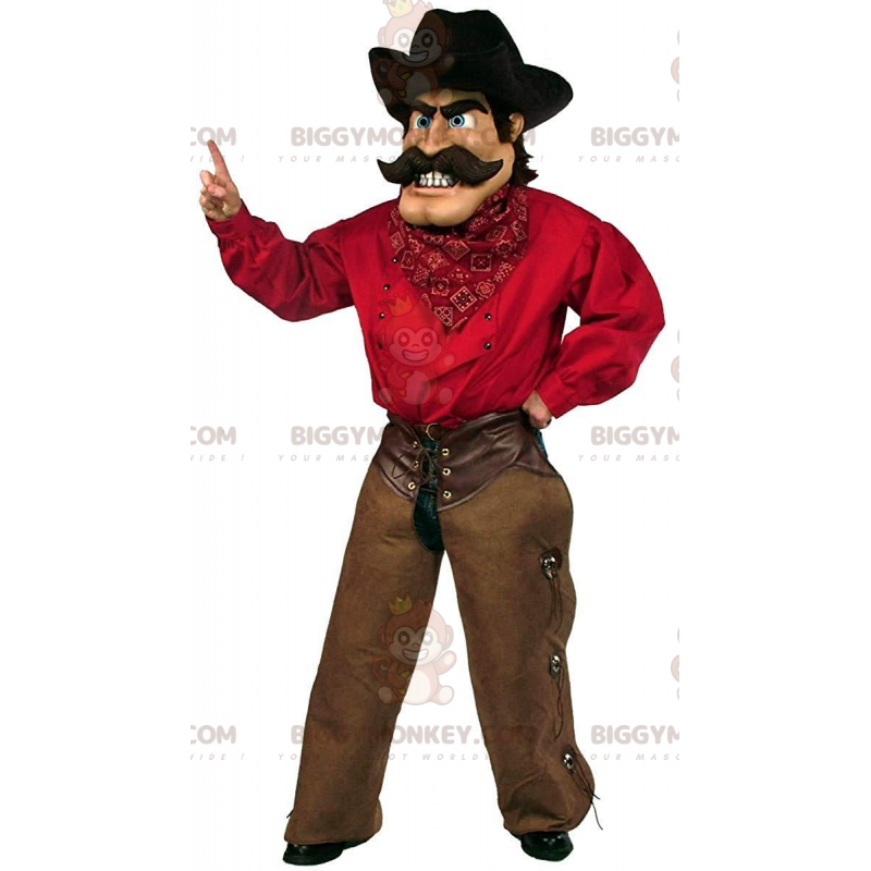 Cowboy BIGGYMONKEY™ maskotdräkt med traditionell outfit och Cowboy BIGGYMONKEY™ maskotdräkt med traditionell outfit och