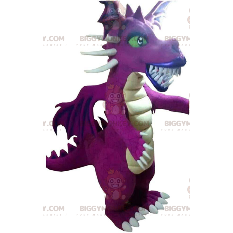 Costume de mascotte BIGGYMONKEY™ de dragon violet Costume de mascotte BIGGYMONKEY™ de dragon violet