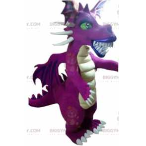 Fantastisches BIGGYMONKEY™-Maskottchenkostüm des lila Drachen