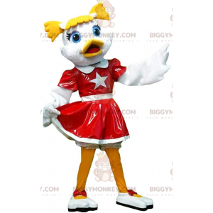 BIGGYMONKEY™ cheerleader duck mascot costume, cheerleader