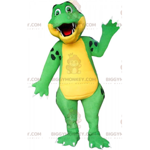 Costume de mascotte BIGGYMONKEY™ de crocodile vert et jaune