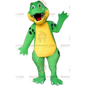 Πράσινη και κίτρινη στολή μασκότ BIGGYMONKEY™ κροκόδειλου