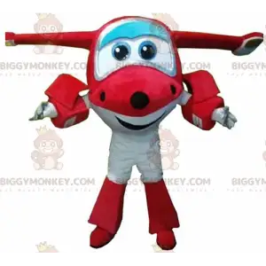 Traje de mascote de avião vermelho e branco BIGGYMONKEY™, traje
