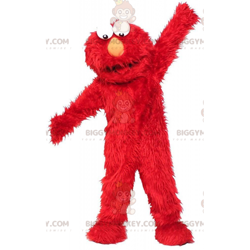 Traje de mascote BIGGYMONKEY™ de Elmo, o famoso boneco vermelho