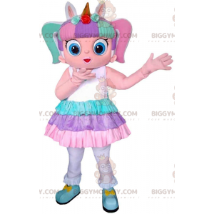 BIGGYMONKEY™ buntes Mädchen-Maskottchen-Kostüm, kleines