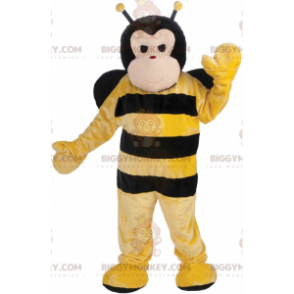 Traje de mascote BIGGYMONKEY™ abelha preta e amarela, fantasia