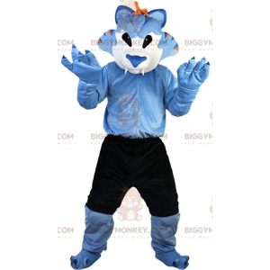 Blauwe en witte wolf BIGGYMONKEY™ mascottekostuum