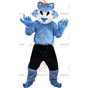 Blue and White Wolf BIGGYMONKEY™ Mascot Costume, Feline Costume