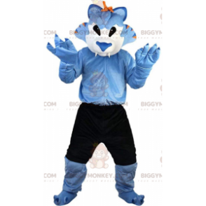 Blue and White Wolf BIGGYMONKEY™ Mascot Costume, Feline Costume