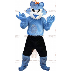 Kostium maskotka niebiesko-biały wilk BIGGYMONKEY™, kostium